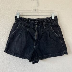 American Eagle Black Paperbag Denim Shorts Womens 8